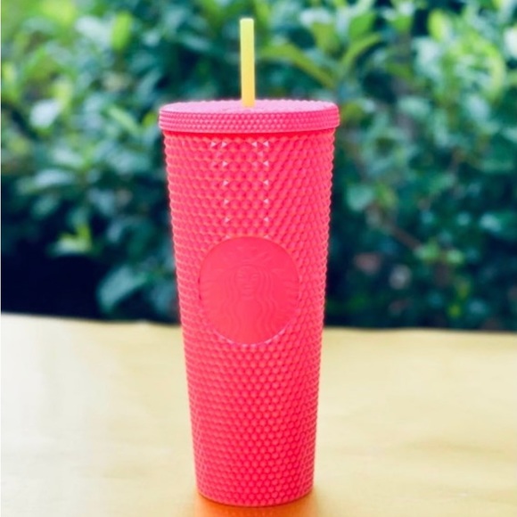 Starbucks Dragon Fruit Bling Cup Studded Coral Tumbler 2pc SET Venti & Grande - Picture 4 of 9